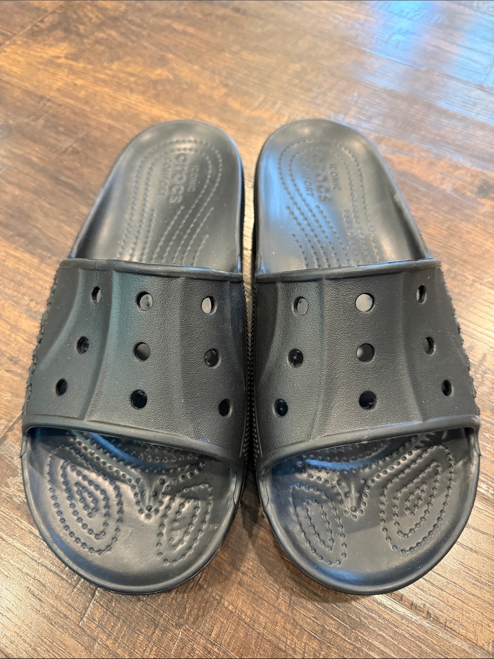 CROCS Black Slide Sandals with Vent Holes